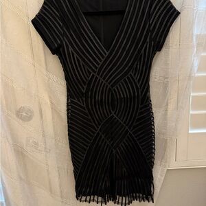 Parker Black V-Neck Bodycon Mini Dress